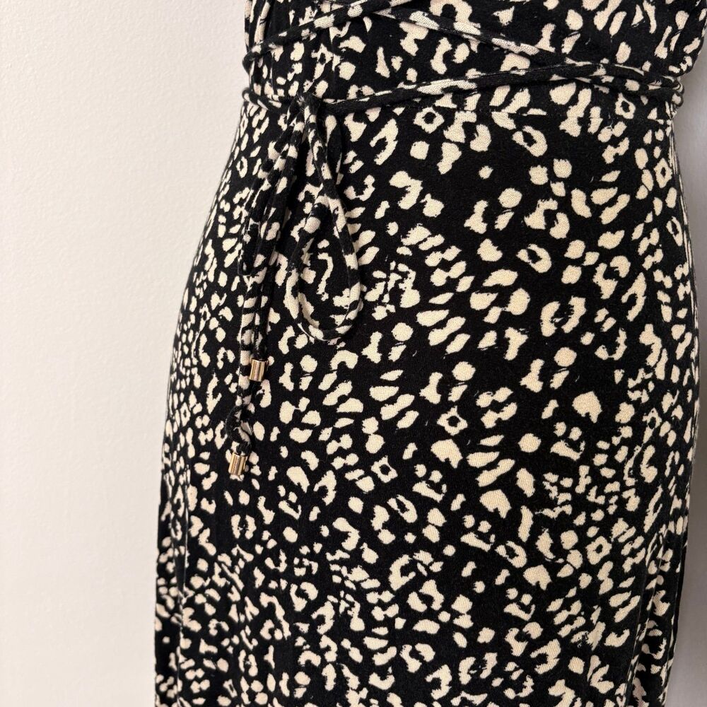 Free People Marsaille Black Animal Print Short Sleeve Cutout Mini Dress Sz M - Picture 6 of 8